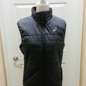 Asics puffer reversible dark gray and plum vest